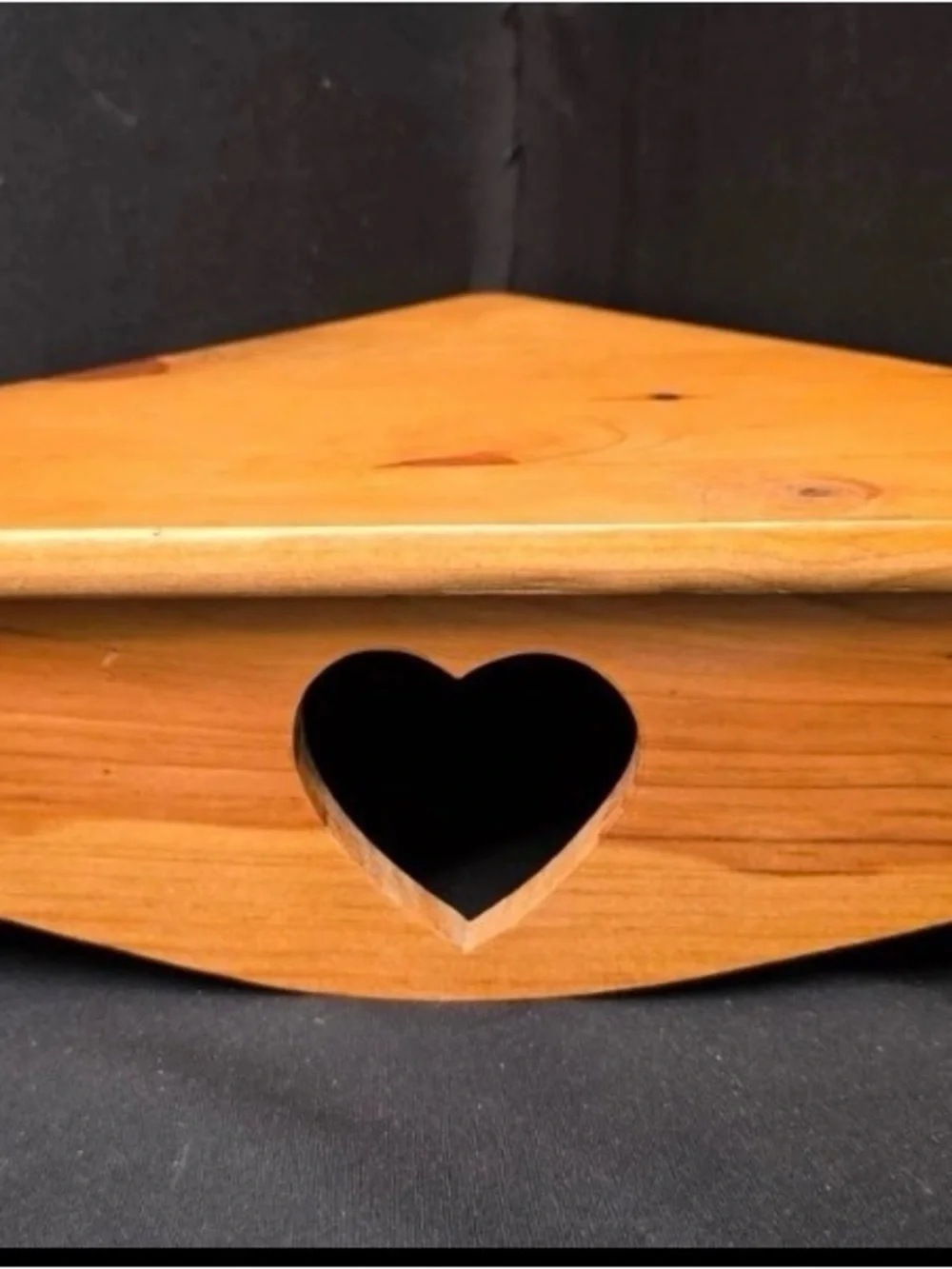 Wooden Triangle Wall Shelf with Heart Cutout - Natural Wood